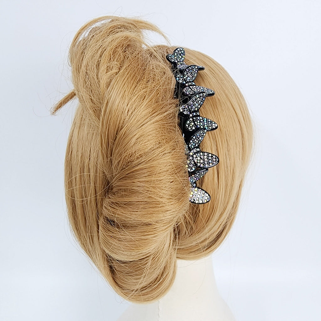 Dark Cubic Lovely Butterfly Non-slip Hair Comb Pin (4.7 Inch) / Luxurious French Hair Pin / Hair Fork for Woman