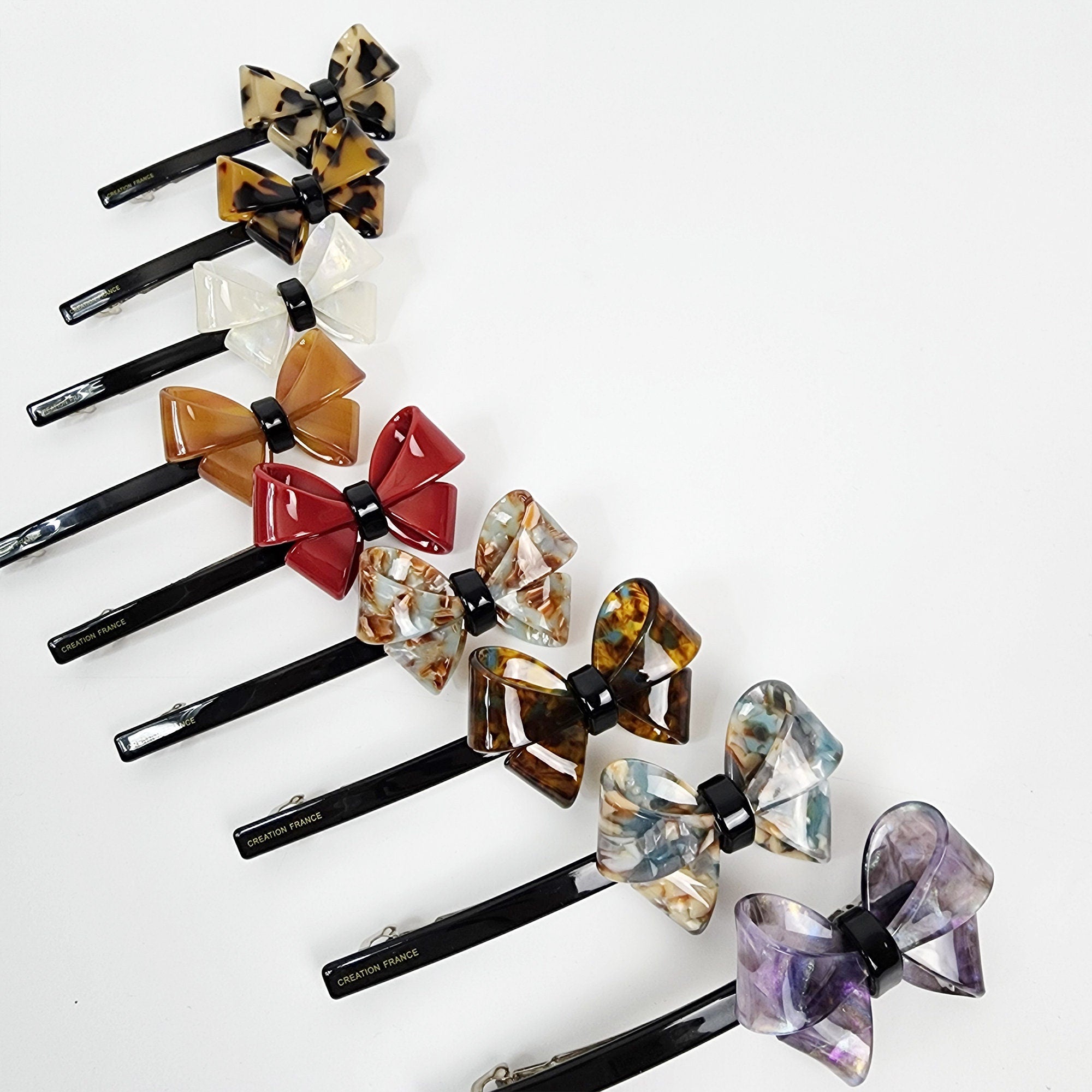 Tortoise Shell Bold Butterfly Ribbon Hair Barrette (4.7 Inch) / Leopard French Hair Pin / Hair Accessory for Woman / Automatic Hair Clip