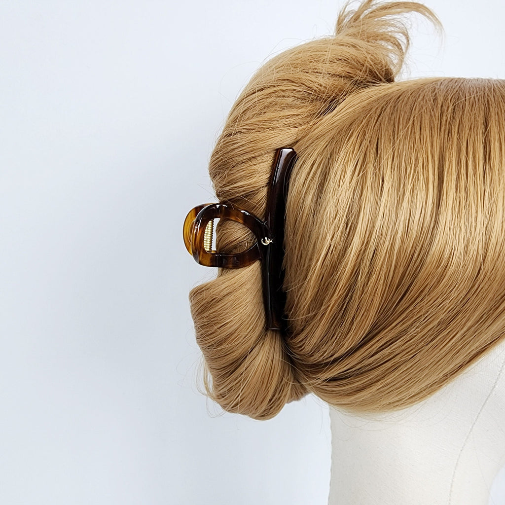 Leopard U Shape Spring Twist Hair Claw Clip (3.5 Inch) / Tortoise Shell Medium Size Ponytail Holder / Hair Barrette for Woman