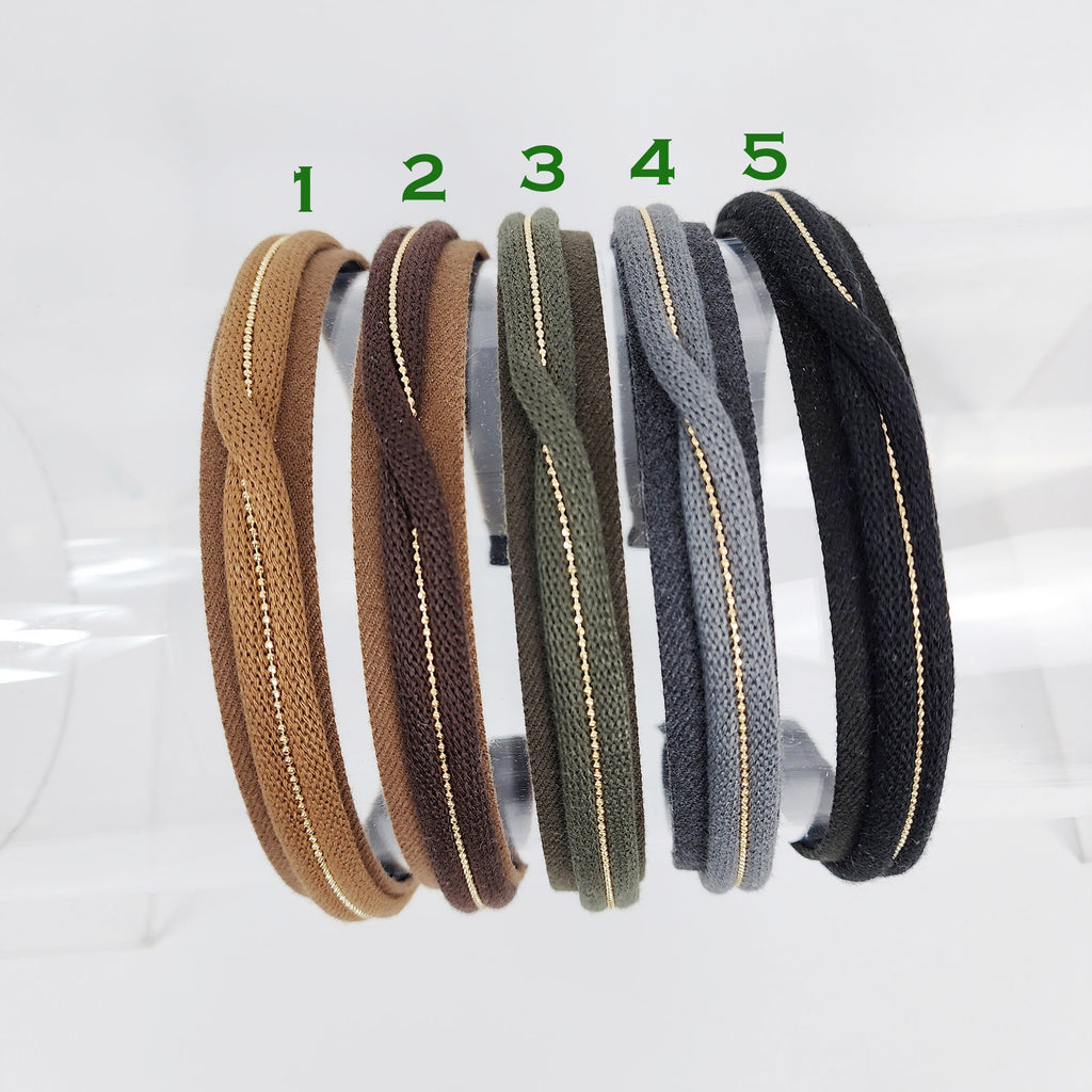 Golden Mini Pearl Bead Twist Thin Headband (0.8 Inch) / Simple Line Headband / Hair Bandana for Woman / Korean Fashion