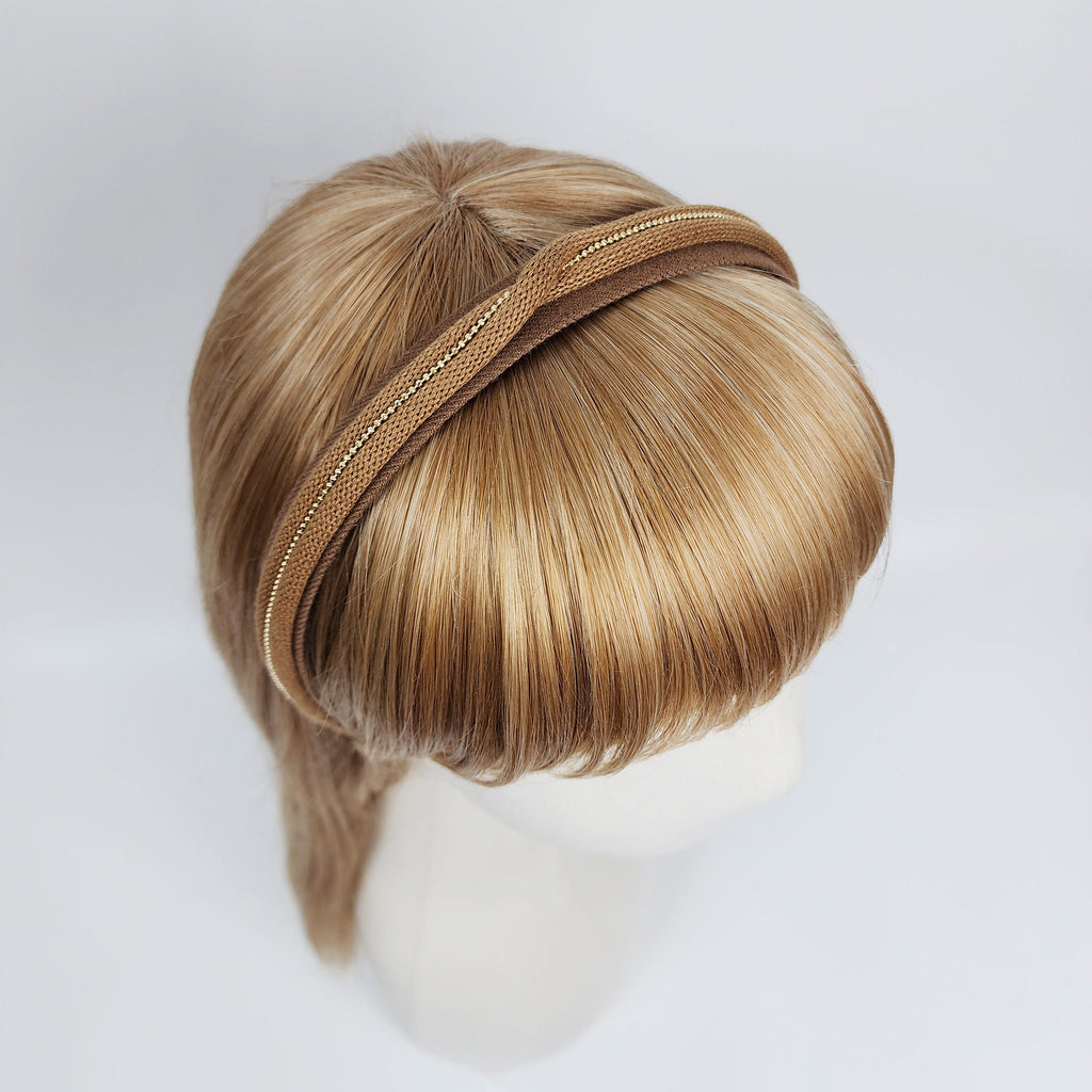 Golden Mini Pearl Bead Twist Thin Headband (0.8 Inch) / Simple Line Headband / Hair Bandana for Woman / Korean Fashion