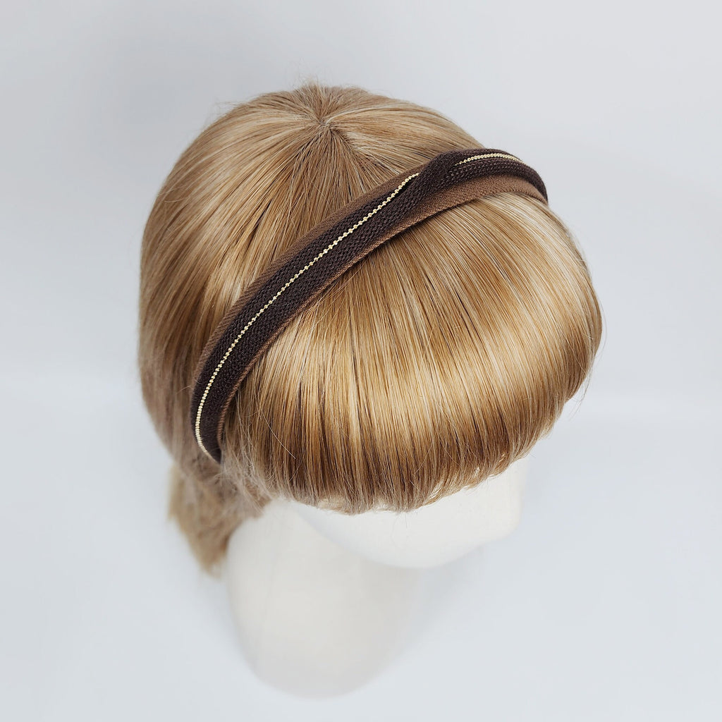 Golden Mini Pearl Bead Twist Thin Headband (0.8 Inch) / Simple Line Headband / Hair Bandana for Woman / Korean Fashion