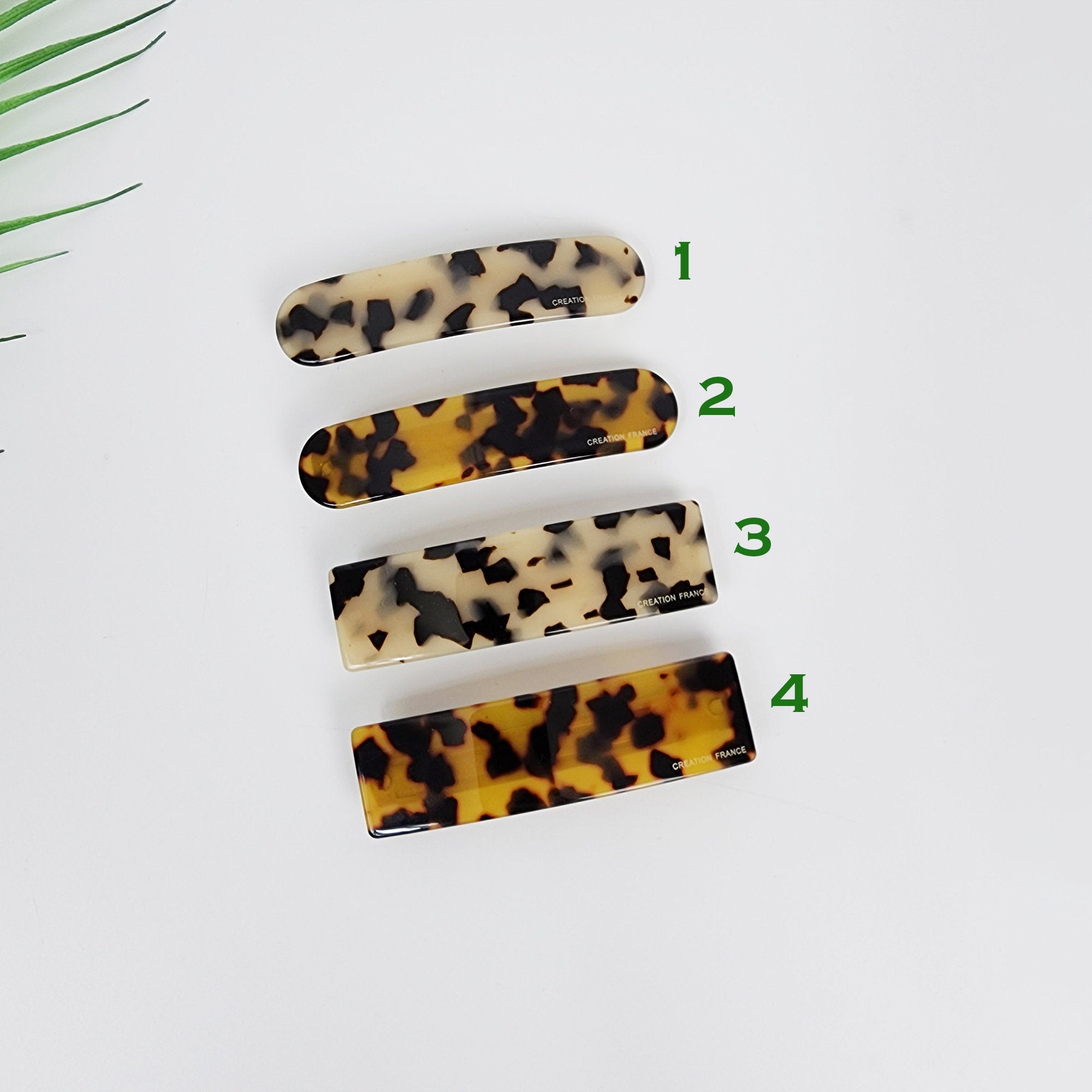 Tortoise Shell Simple Round Square Hair Barrette (5.1 Inch) / Leopard French Hair Pin / Hair Accessory for Woman / Automatic Hair Clip