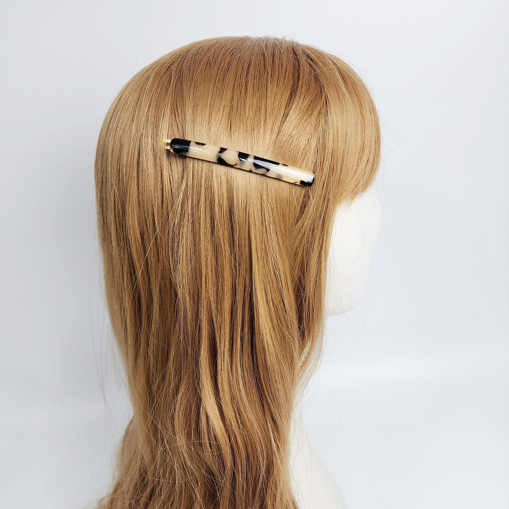 Pure Color Oval Long Bobby Pin (3.3 Inch) / Simple Leopard French Hair Pin / Hair Accessory for Woman / Snap Clip for Thin Hair