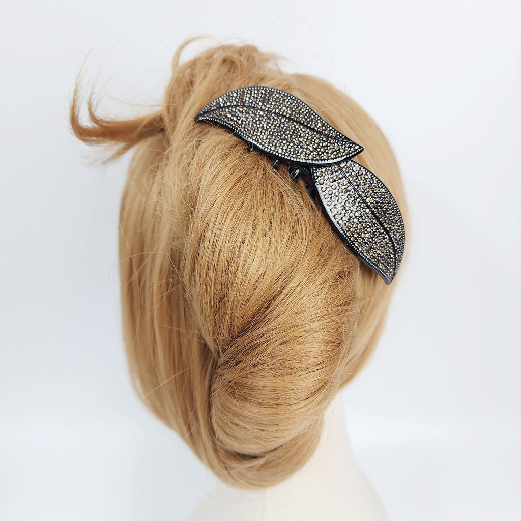 Floral Leaf Long Leg Non-slip Hair Comb Pin with Cubic (4.7 Inch) / Simple French Hair Pin / Hair Fork for Woman