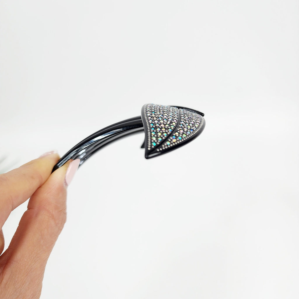 Floral Leaf Long Leg Non-slip Hair Comb Pin with Cubic (4.7 Inch) / Simple French Hair Pin / Hair Fork for Woman