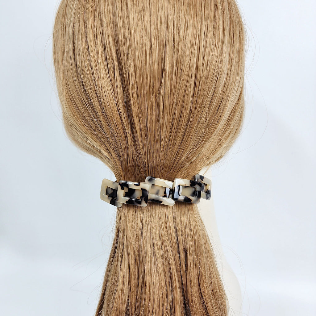 Leopard Simple Square Chain Hair Barrette (3.5 Inch) / Tortoise Shell French Hair Pin / Hair Accessory for Woman / Automatic Hair Clip