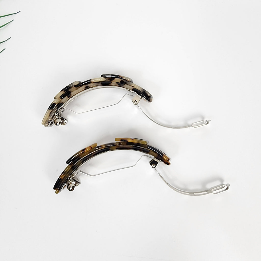 Leopard Simple Square Chain Hair Barrette (3.5 Inch) / Tortoise Shell French Hair Pin / Hair Accessory for Woman / Automatic Hair Clip