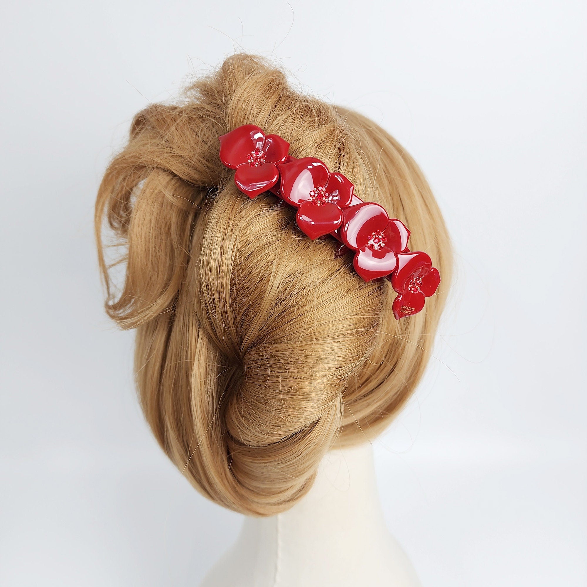 Big Blossom Long Leg Non-slip Hair Comb Pin with Cubic (4.3 Inch) / Luxurious French Hair Pin / Hair Fork for Woman