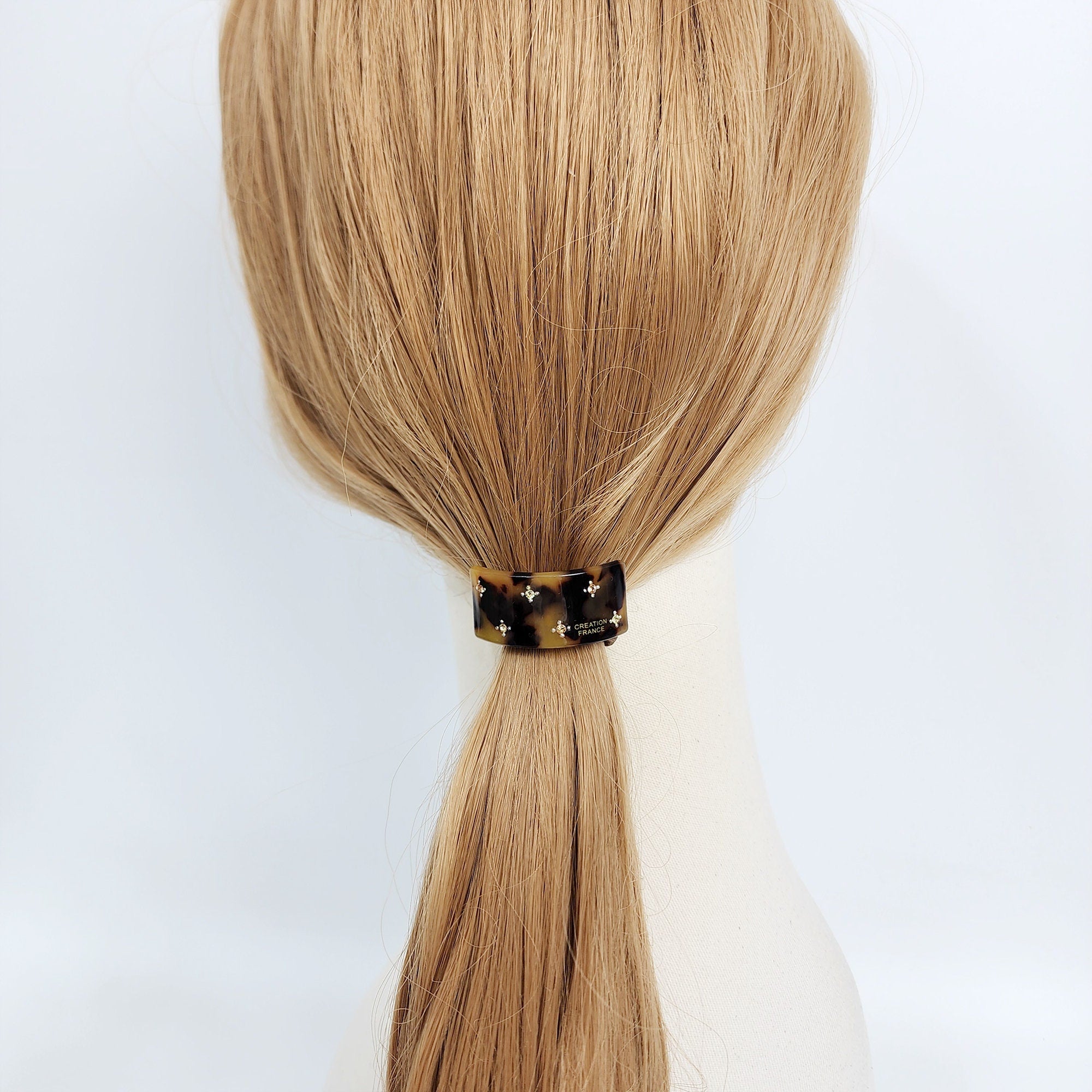 Pure Color Curved Long Square Small Hair Tie (1.5 Inch) / Simple Cute Ponytail Holder / Hair Accessory for Woman / French Hair Tie