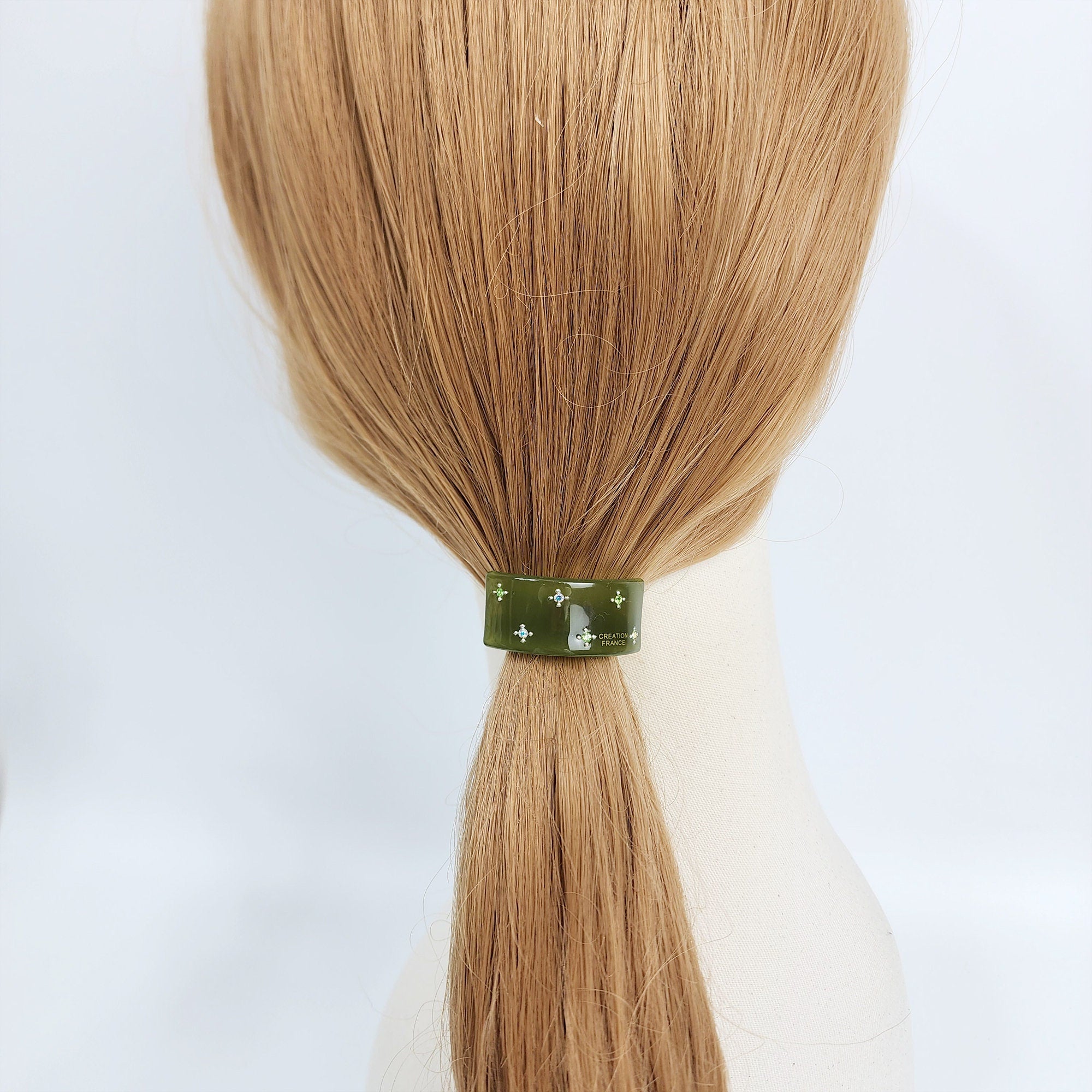 Pure Color Curved Long Square Small Hair Tie (1.5 Inch) / Simple Cute Ponytail Holder / Hair Accessory for Woman / French Hair Tie