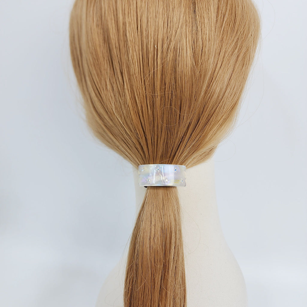 Pure Color Curved Long Square Small Hair Tie (1.5 Inch) / Simple Cute Ponytail Holder / Hair Accessory for Woman / French Hair Tie