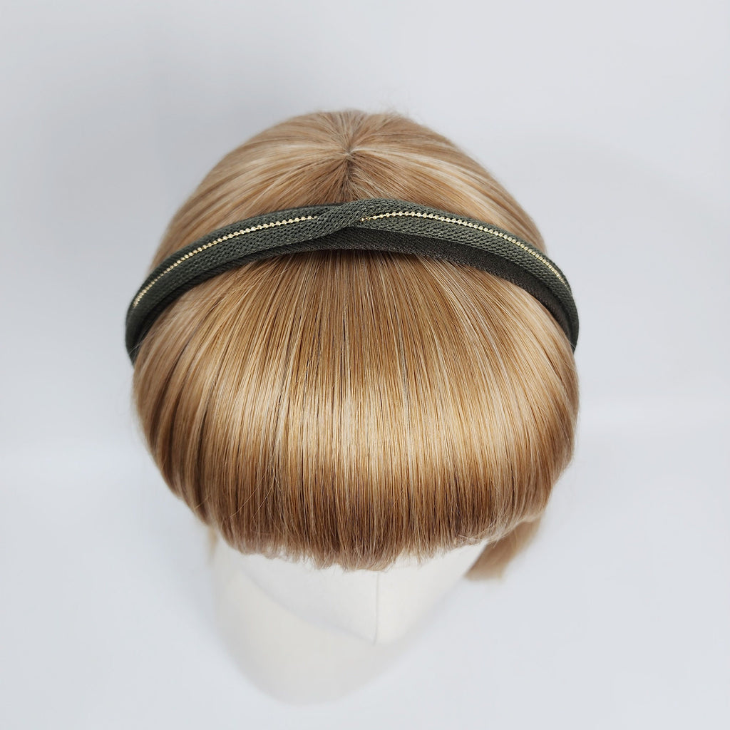 Golden Mini Pearl Bead Twist Thin Headband (0.8 Inch) / Simple Line Headband / Hair Bandana for Woman / Korean Fashion