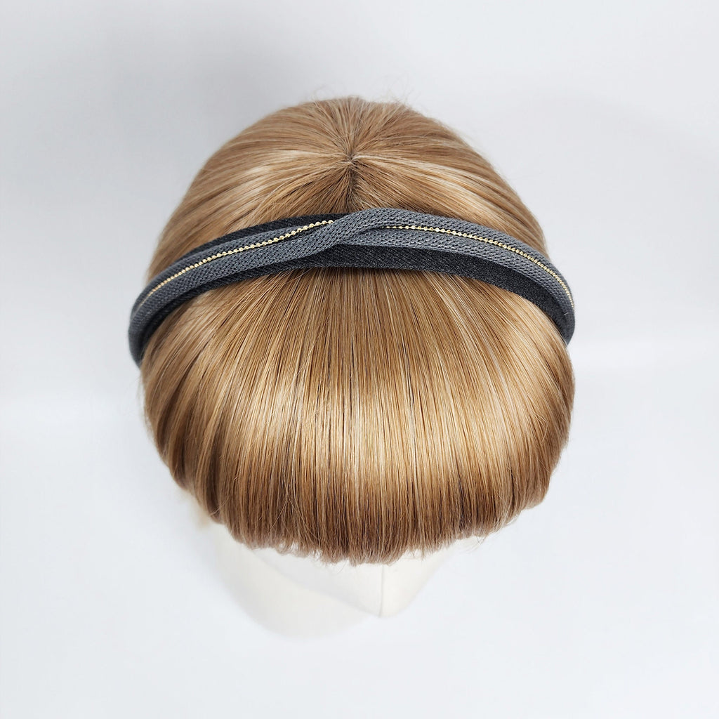 Golden Mini Pearl Bead Twist Thin Headband (0.8 Inch) / Simple Line Headband / Hair Bandana for Woman / Korean Fashion