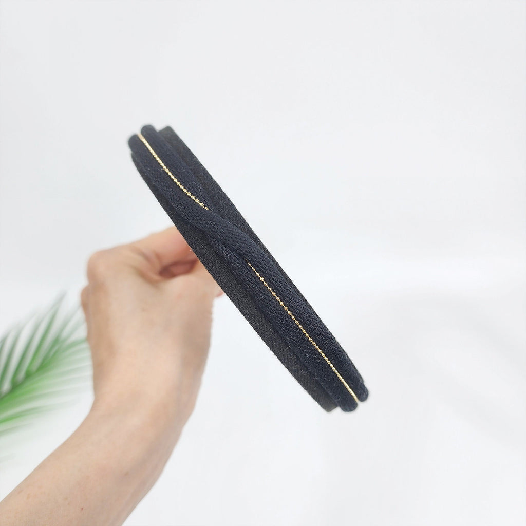 Golden Mini Pearl Bead Twist Thin Headband (0.8 Inch) / Simple Line Headband / Hair Bandana for Woman / Korean Fashion