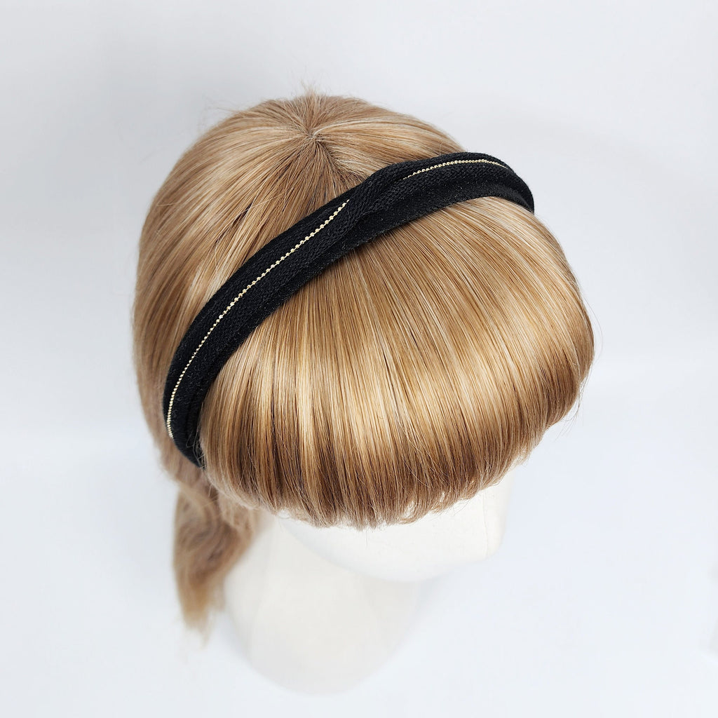 Golden Mini Pearl Bead Twist Thin Headband (0.8 Inch) / Simple Line Headband / Hair Bandana for Woman / Korean Fashion