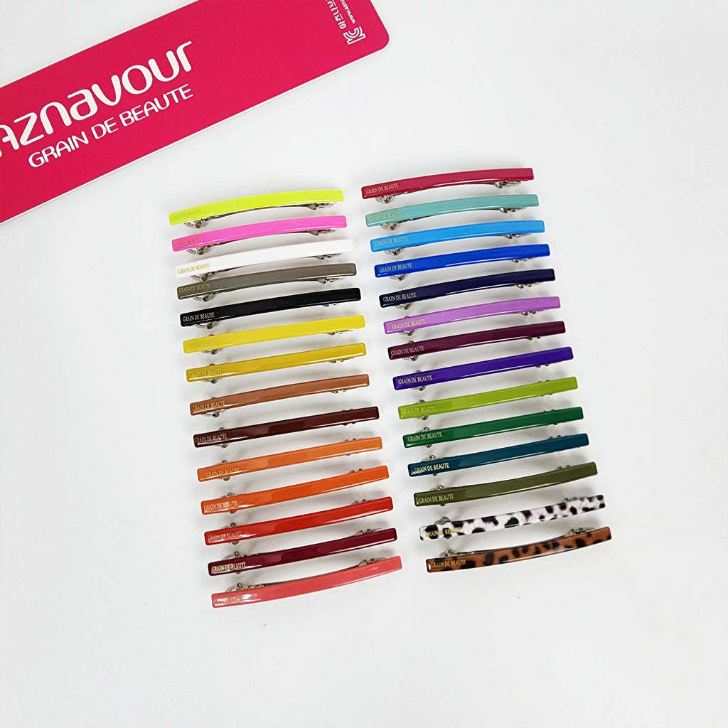 Slim cellulose acetate barrette, minimalist skinny hair clip, colorful automatic clasp pin for bangs, women side hair accessory.