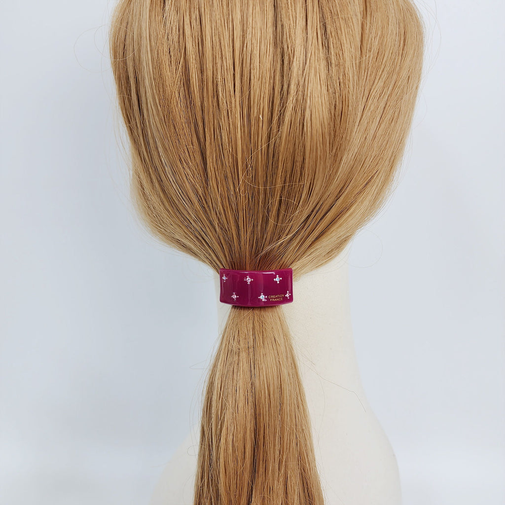 Pure Color Curved Long Square Small Hair Tie (1.5 Inch) / Simple Cute Ponytail Holder / Hair Accessory for Woman / French Hair Tie