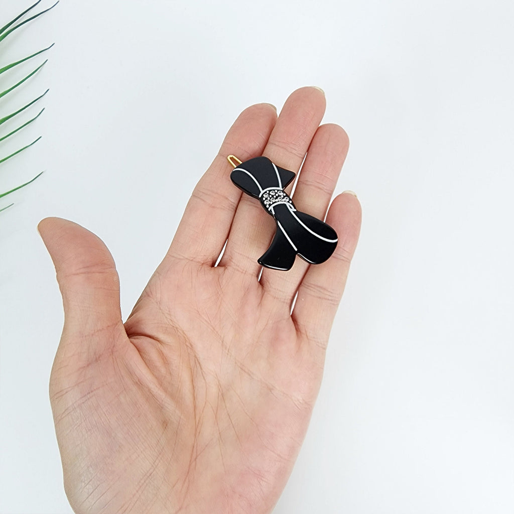 Laurence Charlotte Ribbon Bobby Pin (1.8 Inch) / Luxurious Small French Hair Pin / Hair Accessory for Woman / Mini Hair Clips