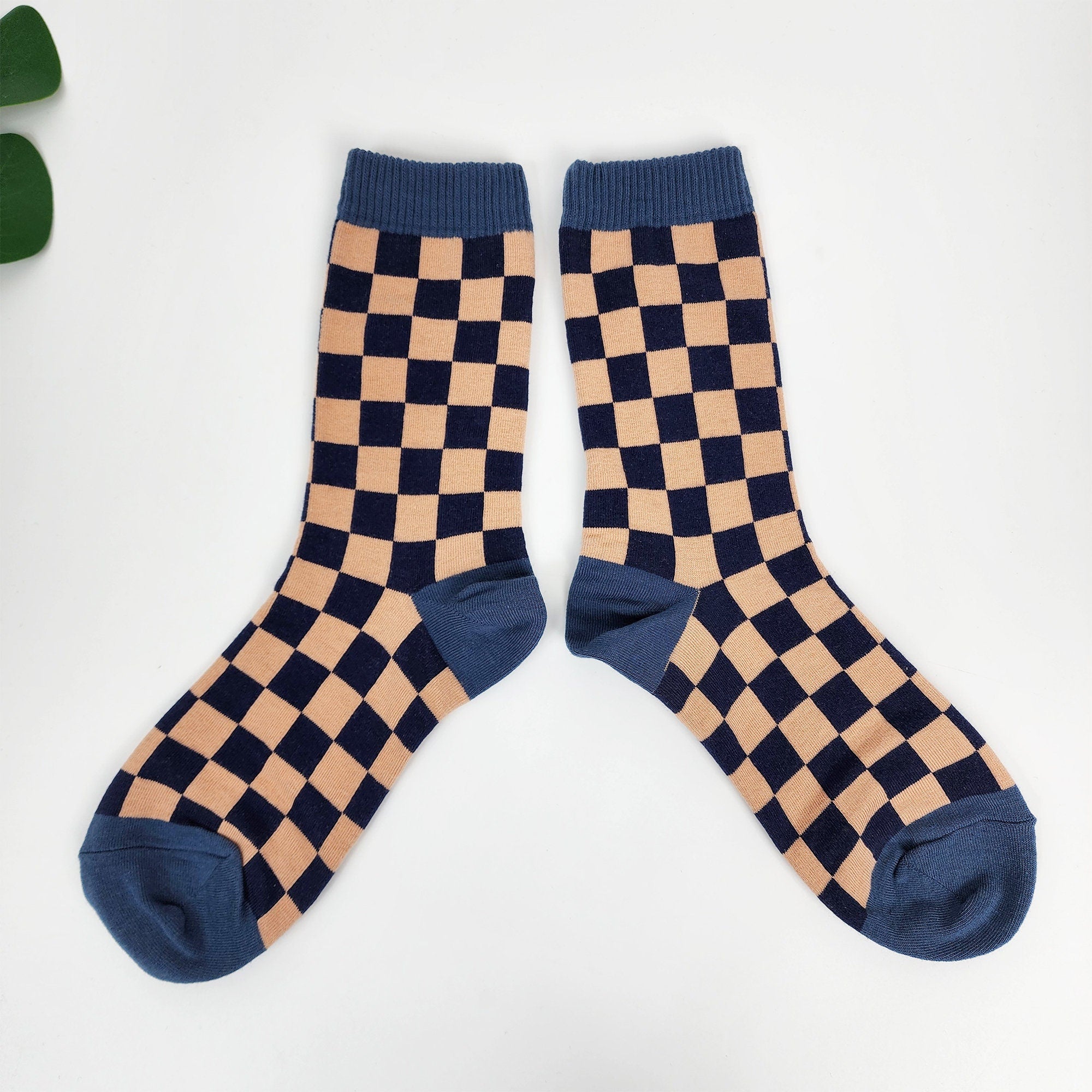 Checkered Crew Socks | Cotton Soft Breathable | Korean Socks | Minimalist Gift for Her