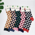 Checkered Crew Socks | Cotton Soft Breathable | Korean Socks | Minimalist Gift for Her