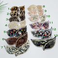 Leopard Big Leaf Hair Barrette with Cubic (4.1 Inch) / Luxurious French Hair Pin / Automatic Hair Clip