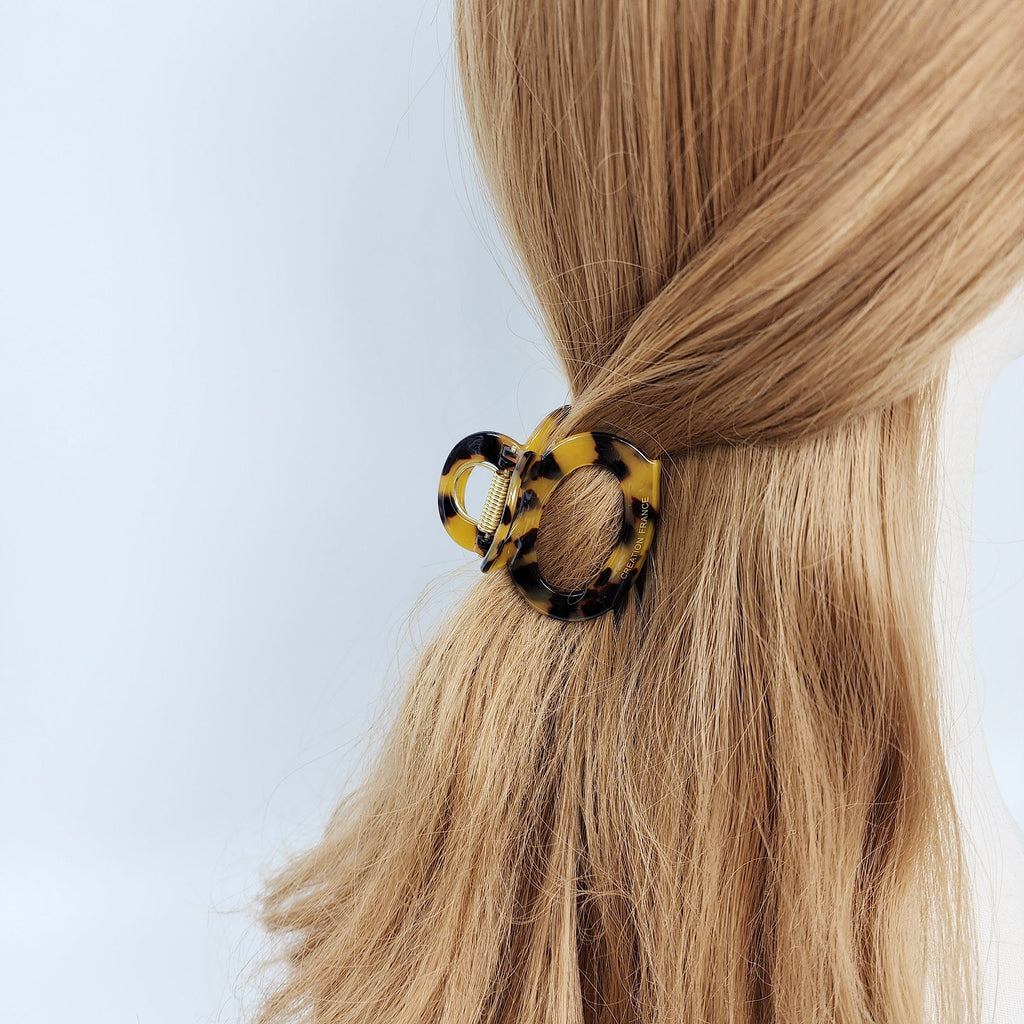 Leopard Snowman Hair Claw Clip (2.2 Inch) / Tortoise Shell Medium Size Ponytail Holder / Hair Barrette for Woman