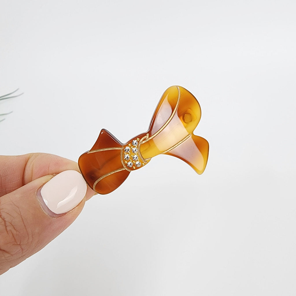 Laurence Charlotte Ribbon Bobby Pin (1.8 Inch) / Luxurious Small French Hair Pin / Hair Accessory for Woman / Mini Hair Clips