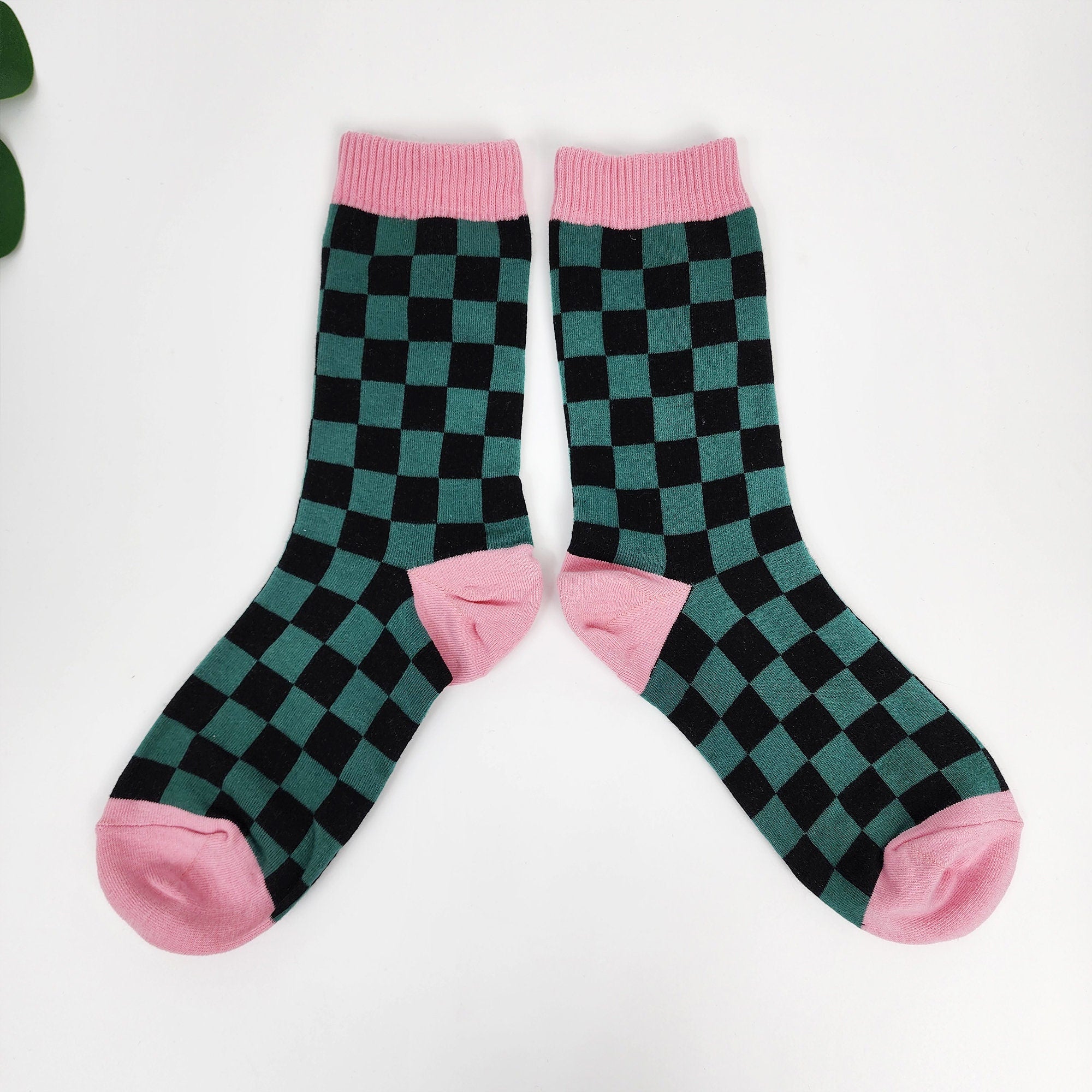 Checkered Crew Socks | Cotton Soft Breathable | Korean Socks | Minimalist Gift for Her
