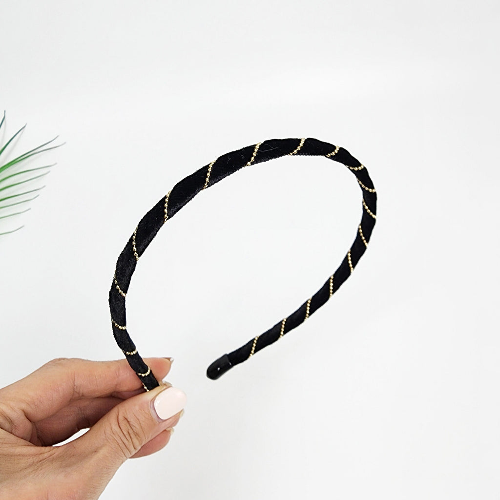 Simple Velvet Gold Chain Thin Headband / Simple Line Headband / Hair Bandana for Woman / Korean Fashion