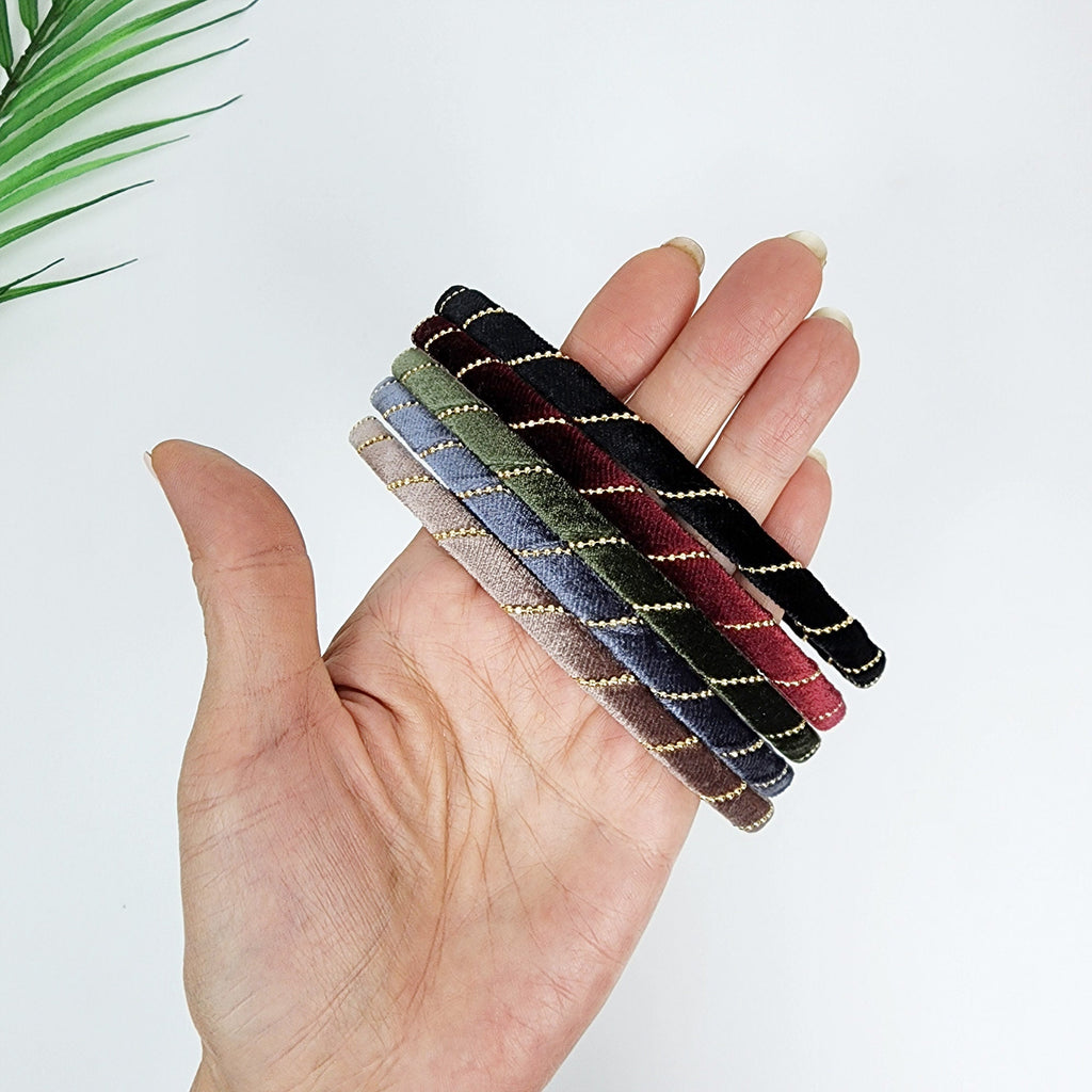 Simple Velvet Gold Chain Thin Headband / Simple Line Headband / Hair Bandana for Woman / Korean Fashion