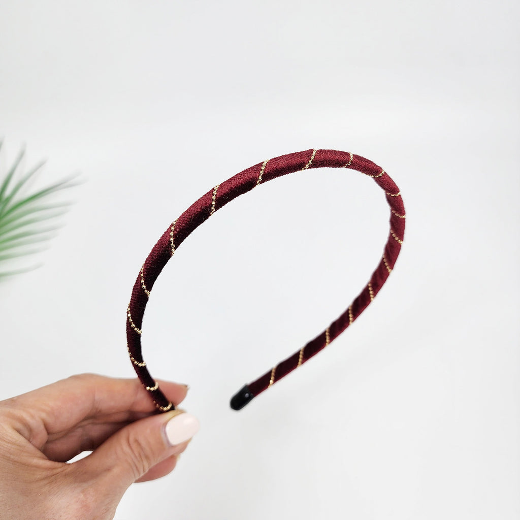 Simple Velvet Gold Chain Thin Headband / Simple Line Headband / Hair Bandana for Woman / Korean Fashion