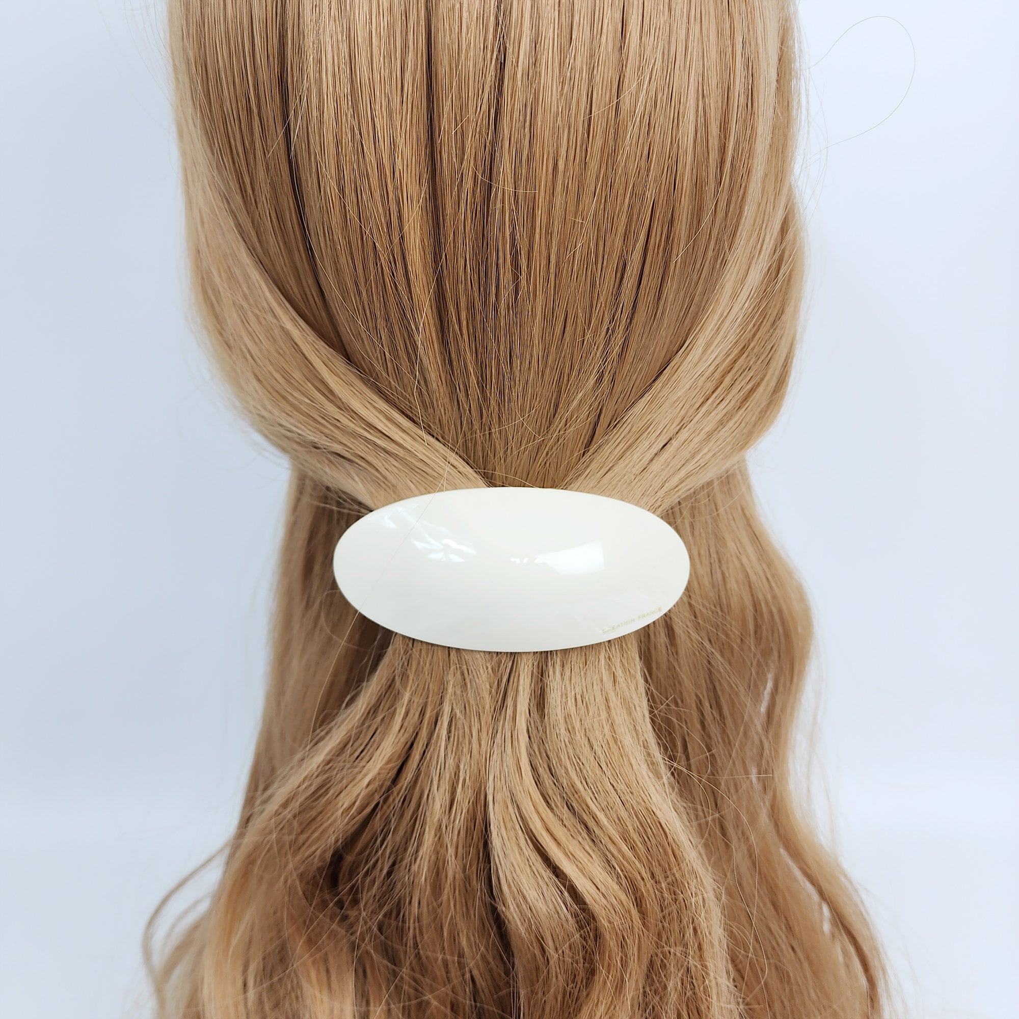 Painting Round Curved Hair Barrette (3.5 Inch) / Luxurious French Hair Pin / Automatic Hair Clip