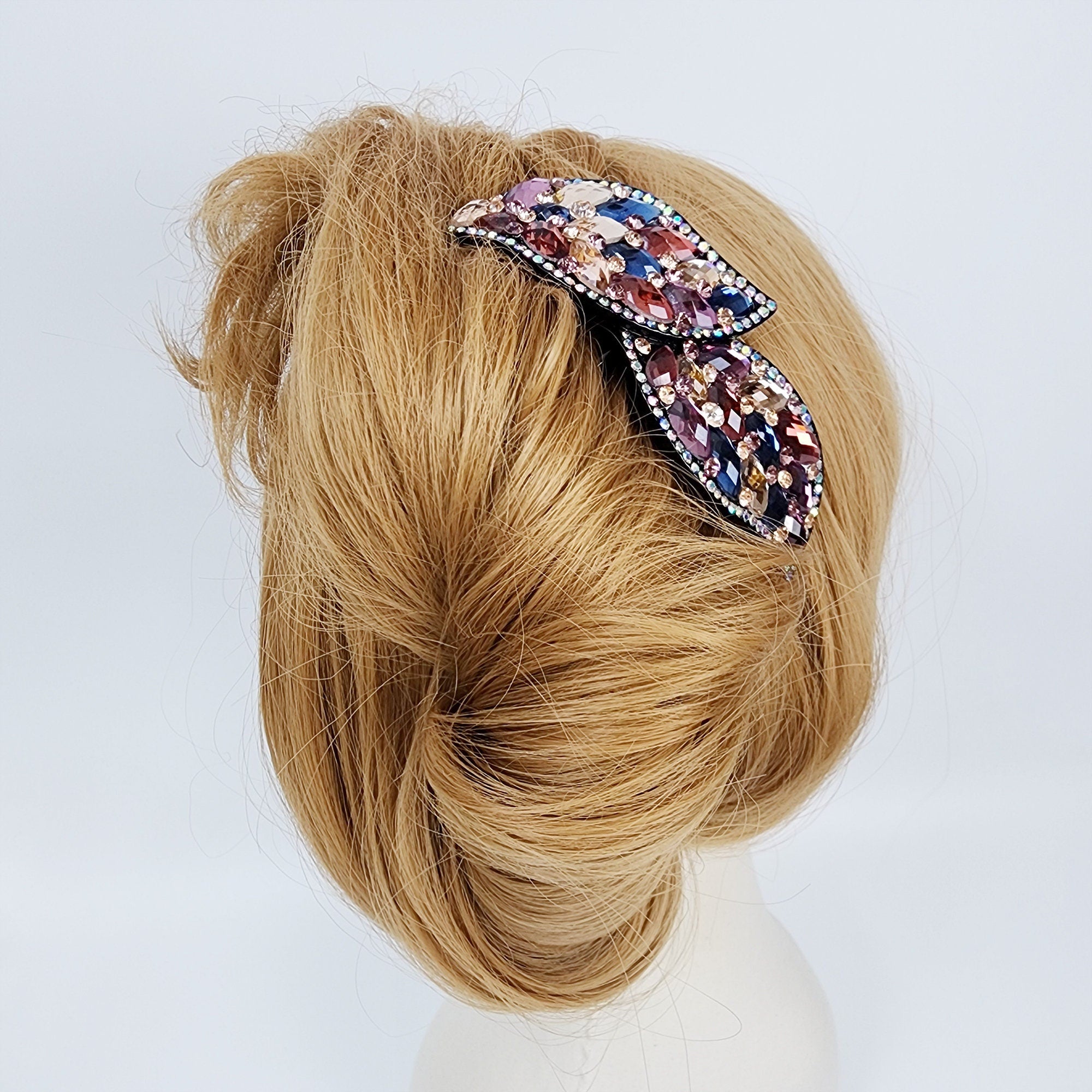 Big Crystal Long Leg Non-slip Hair Comb Pin with Cubic (4.3 Inch) / Luxurious French Hair Pin / Hair Fork for Woman