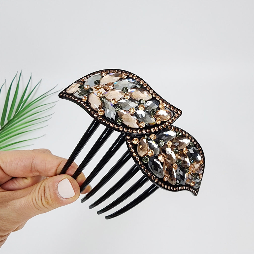 Big Crystal Long Leg Non-slip Hair Comb Pin with Cubic (4.3 Inch) / Luxurious French Hair Pin / Hair Fork for Woman