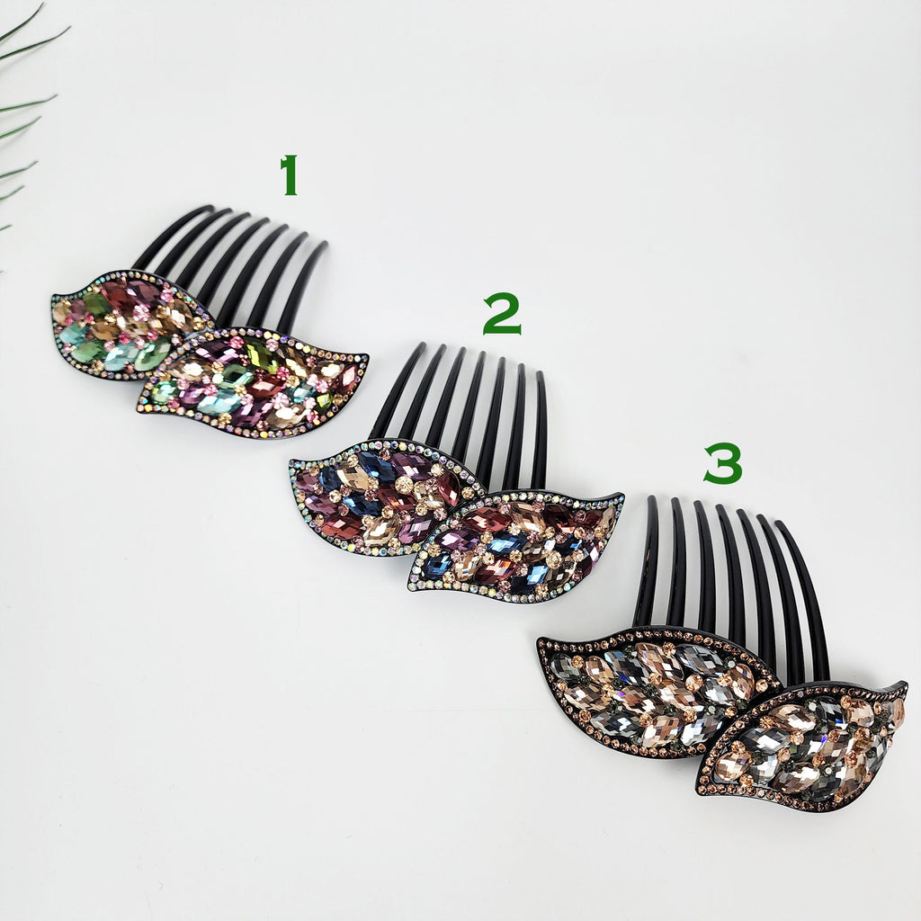 Big Crystal Long Leg Non-slip Hair Comb Pin with Cubic (4.3 Inch) / Luxurious French Hair Pin / Hair Fork for Woman