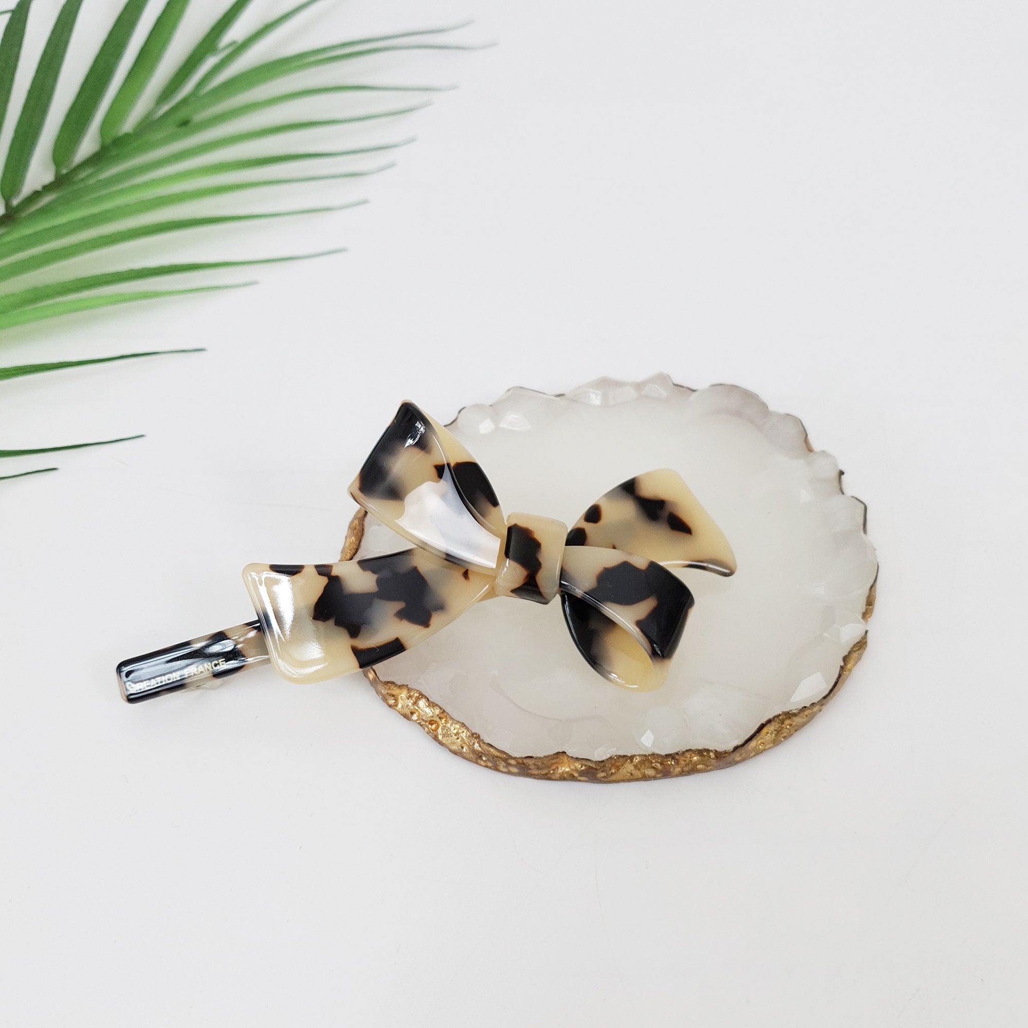 Big Double Ribbon Hair Barrette (4.3 Inch) / Luxurious French Hair Pin / Automatic Hair Clip