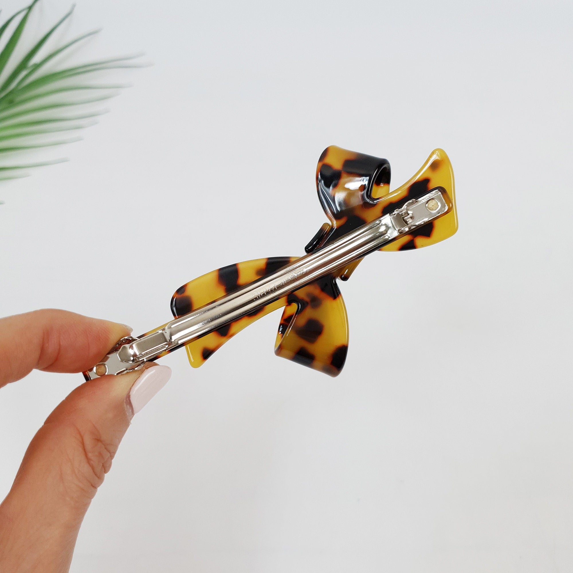 Big Double Ribbon Hair Barrette (4.3 Inch) / Luxurious French Hair Pin / Automatic Hair Clip