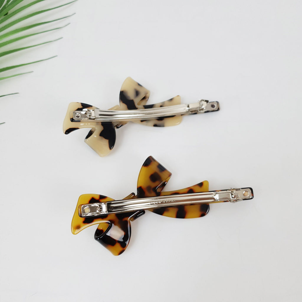 Big Double Ribbon Hair Barrette (4.3 Inch) / Luxurious French Hair Pin / Automatic Hair Clip