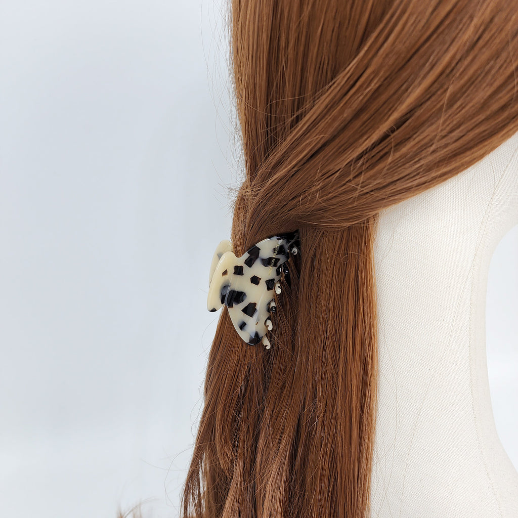 Leopard Marble Half Moon Hair Claw Clip / Tortoise Shell Medium Size Ponytail Holder / French Pin / Hair Barrette for Woman
