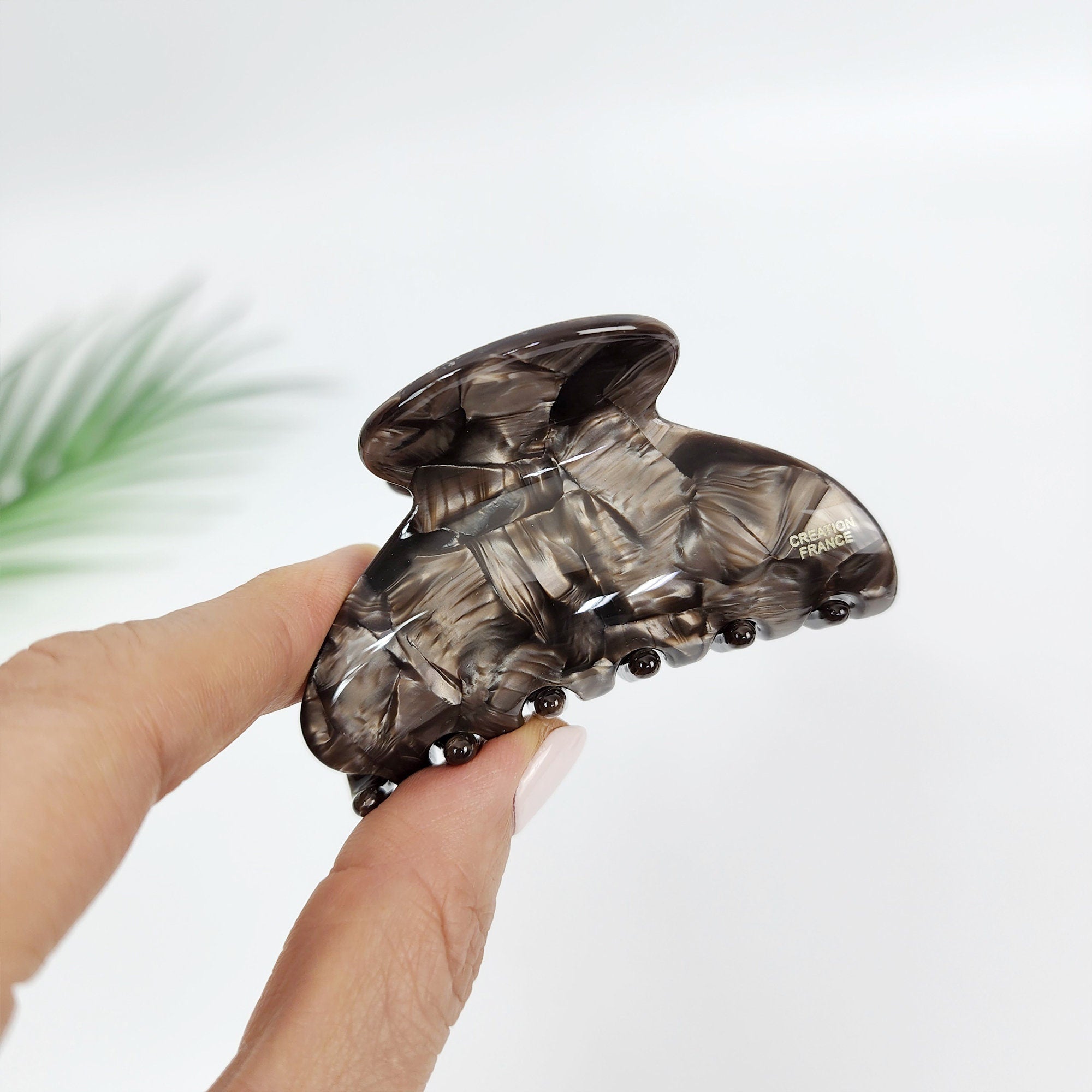 Leopard Marble Half Moon Hair Claw Clip / Tortoise Shell Medium Size Ponytail Holder / French Pin / Hair Barrette for Woman