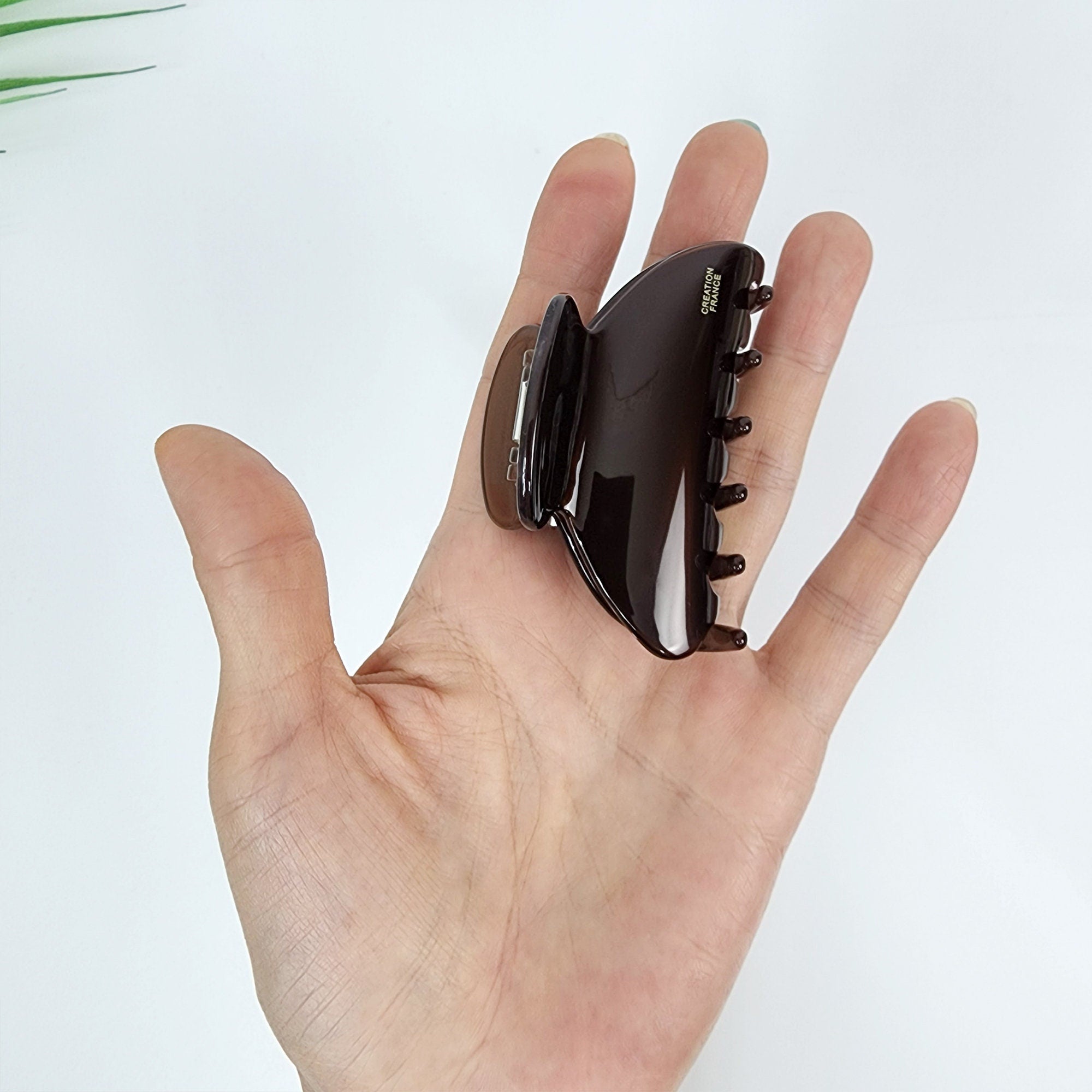 Leopard Marble Half Moon Hair Claw Clip / Tortoise Shell Medium Size Ponytail Holder / French Pin / Hair Barrette for Woman