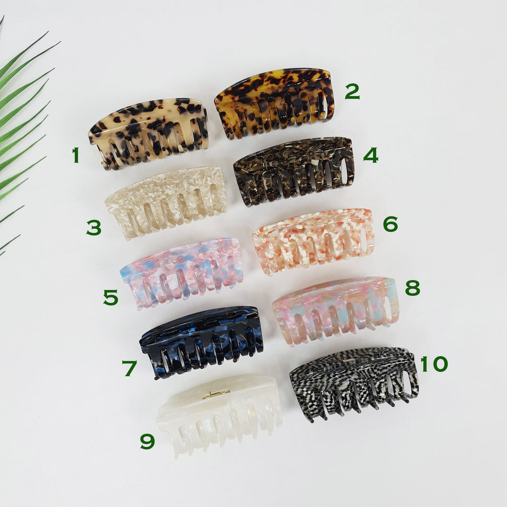 Leopard Bella Square Big Hair Claw Clip / Tortoise Shell French Hair Pin / Hair Accessory for Woman / Jumbo Hair Clip