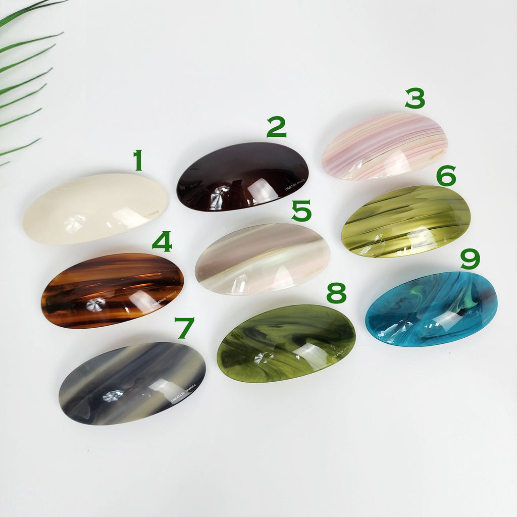 Painting Round Curved Hair Barrette (3.5 Inch) / Luxurious French Hair Pin / Automatic Hair Clip