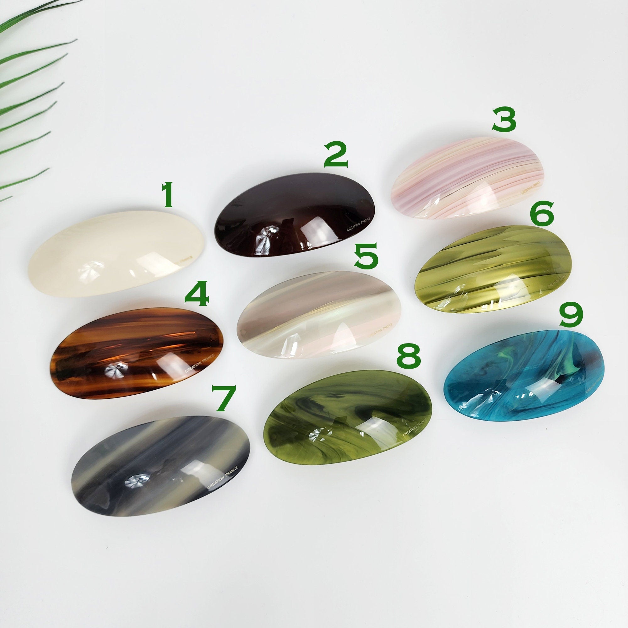 Painting Round Curved Hair Barrette (3.5 Inch) / Luxurious French Hair Pin / Automatic Hair Clip