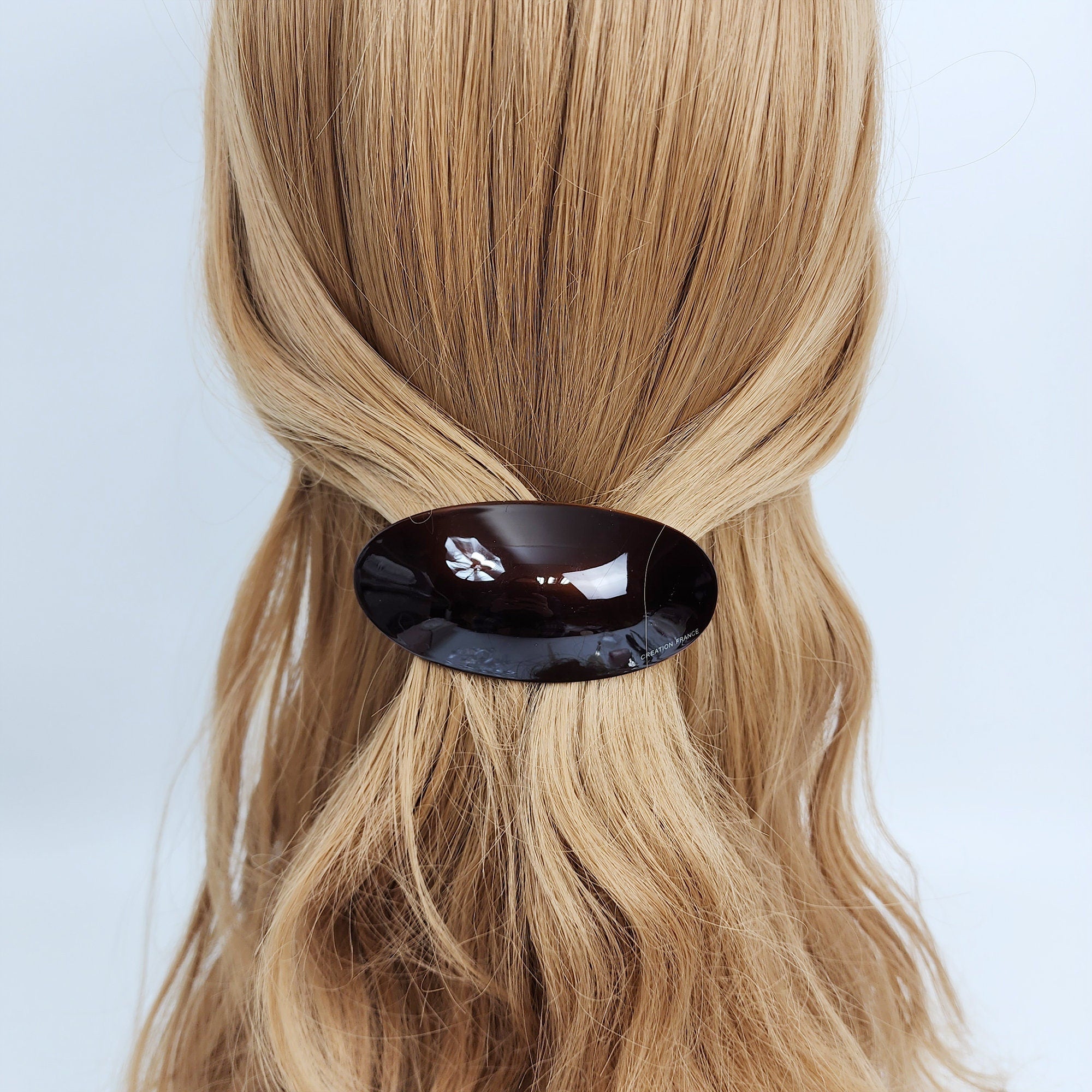 Painting Round Curved Hair Barrette (3.5 Inch) / Luxurious French Hair Pin / Automatic Hair Clip