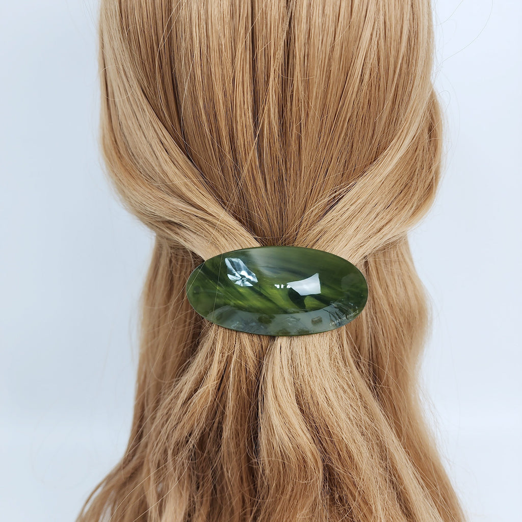 Painting Round Curved Hair Barrette (3.5 Inch) / Luxurious French Hair Pin / Automatic Hair Clip