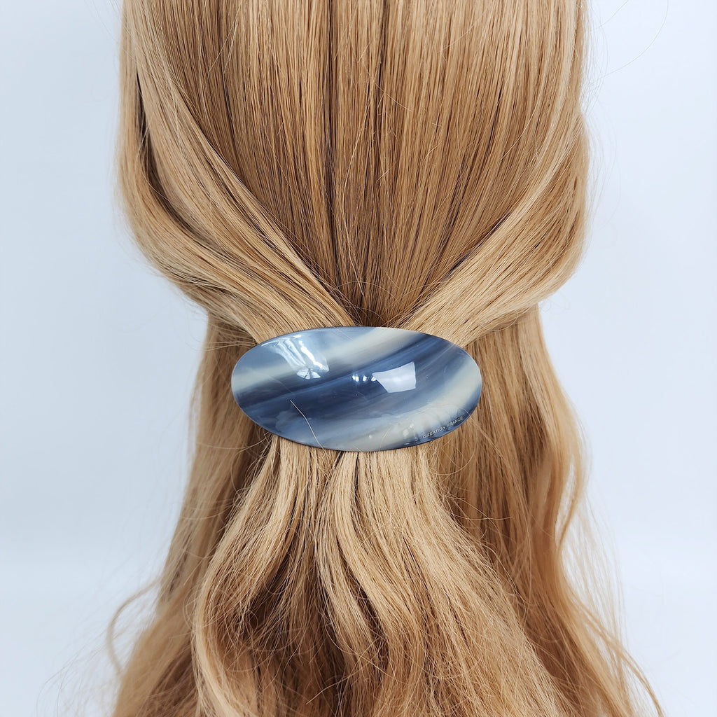 Painting Round Curved Hair Barrette (3.5 Inch) / Luxurious French Hair Pin / Automatic Hair Clip