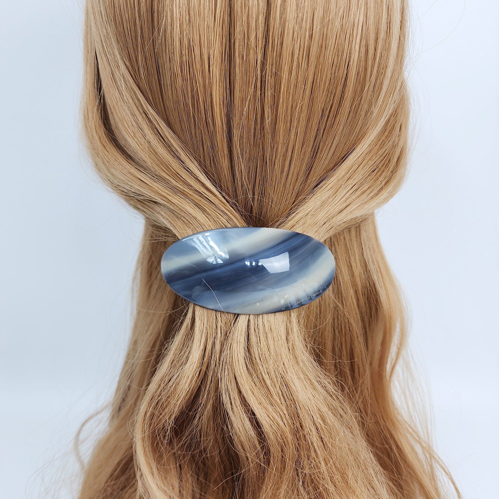Painting Round Curved Hair Barrette (3.5 Inch) / Luxurious French Hair Pin / Automatic Hair Clip