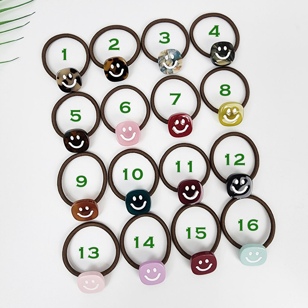 Square White Smile Hair Tie / Simple Cute Ponytail Holder / Hair Accessory for Woman / French Hair Tie